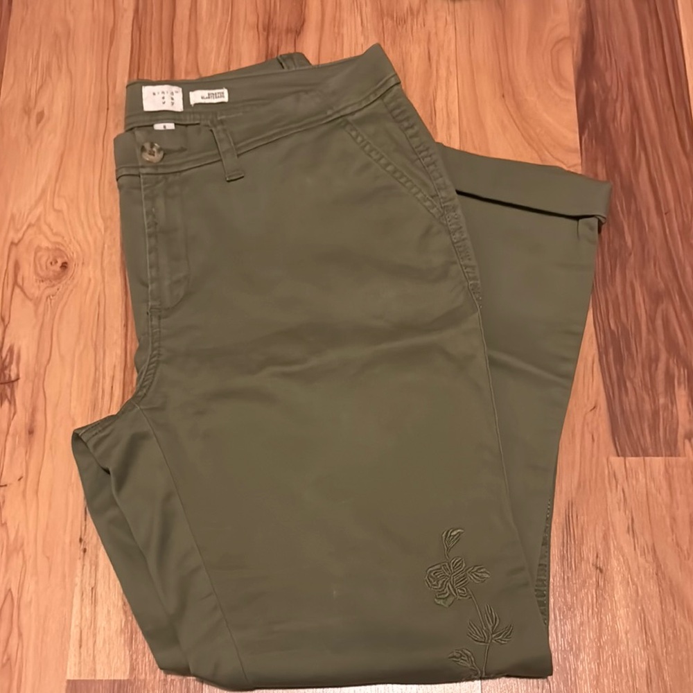Olive Green Embroidered Pants